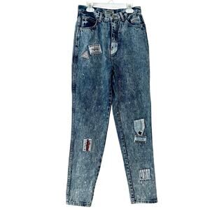 Vintage Stefano Women’s 80s Acid washed faded distressed patches high rise 2